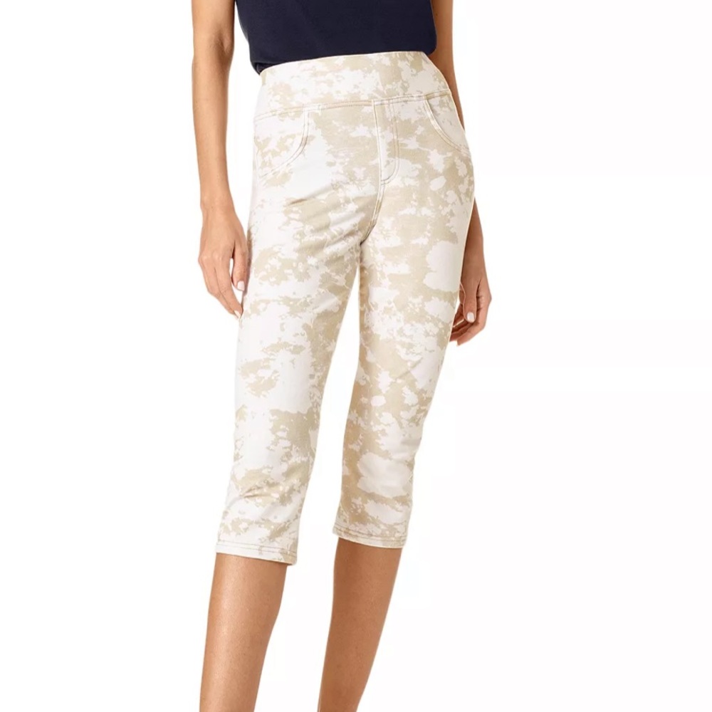 NWT hue khaki tan white tie die leggings capris size xl